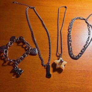Goth Grunge Alt Skull Necklace Tooth Charm Y2K Silver Jewelry Lot Hot Topic